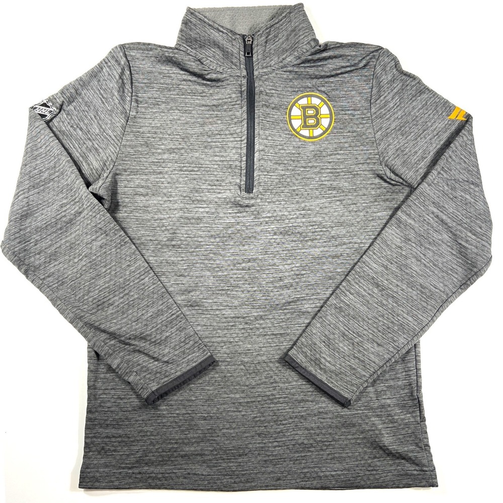 Boston Bruins Fanatics Authentic Pro NHL Grey Quarter Zip Pullover Small EUC